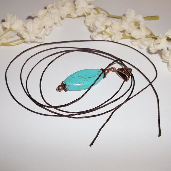 Turquoise Blue & Copper Beaded Necklace Set 5390 - Picture 4 of 10